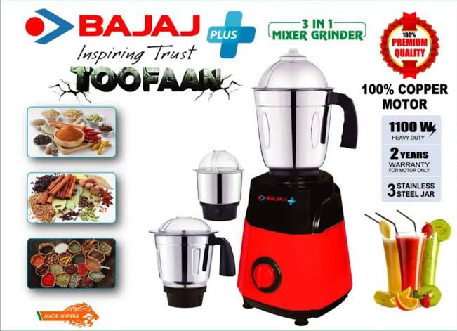 Bajaj Toofan 3-in-1 Mixer Grinder